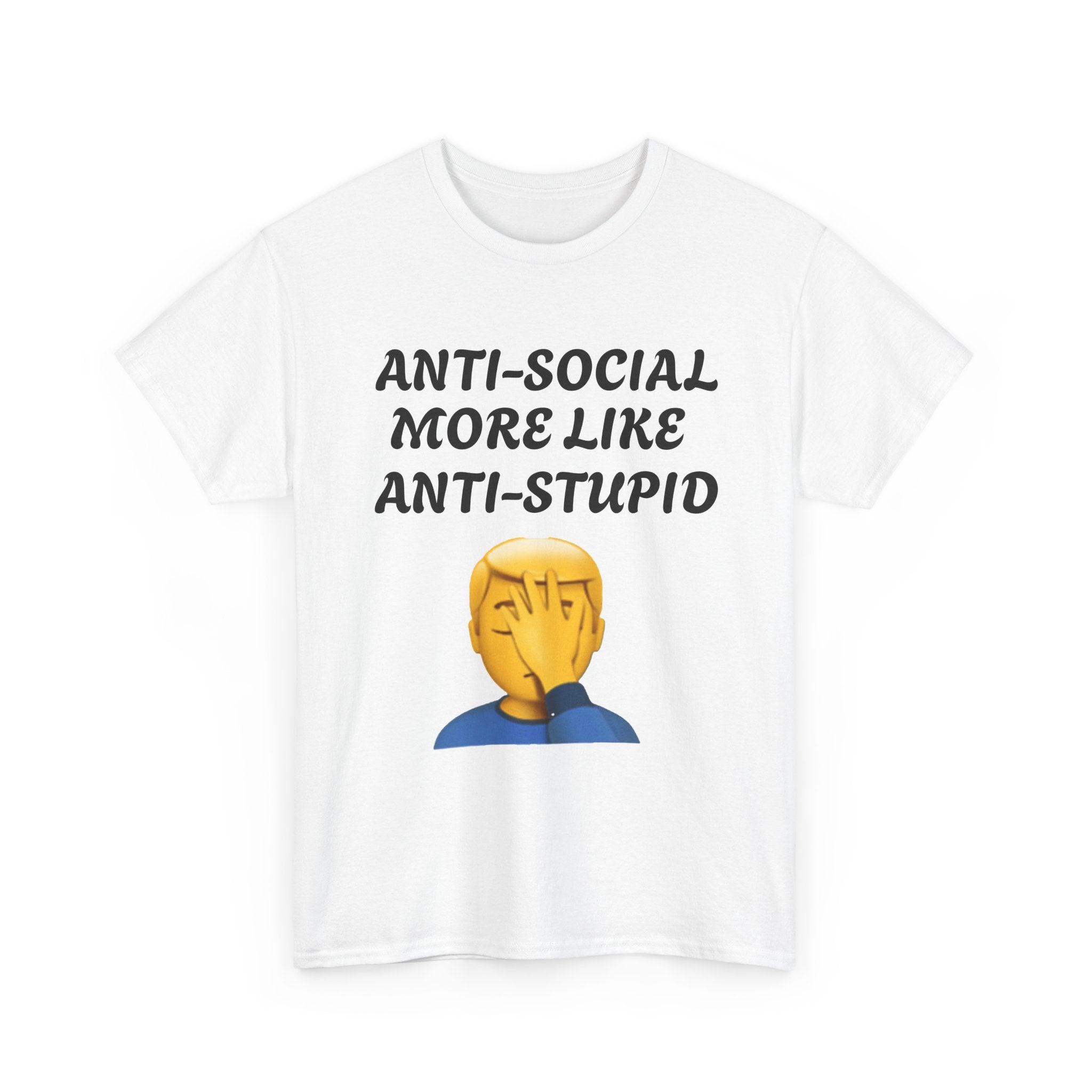 Anti-Social Heavy Cotton Tee, Funny Graphic T-Shirt, Casual Humor Shirt, Unisex Gift for Friends, Quirky Social Statement