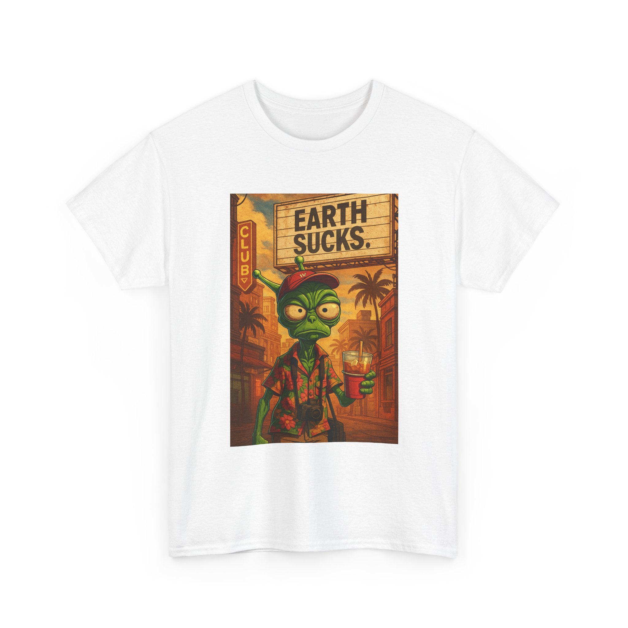 "Earth Sucks" Retro Graphic T-Shirt